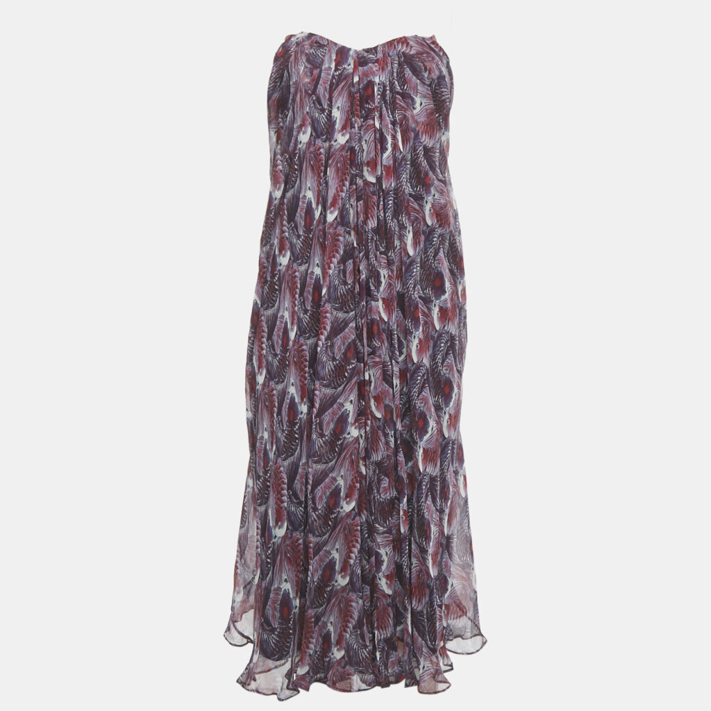 Alexander McQueen Purple Printed Strapless Midi Dress S Alexander McQueen Purple Printed Strapless Midi Dress S