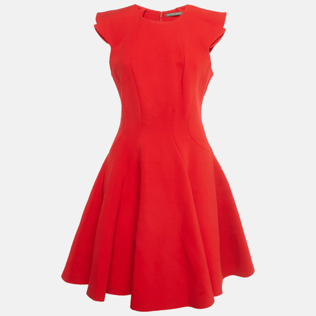 Alexander McQueen Red Wool Blend Paneled Mini Dress M Alexander McQueen Red Wool Blend Paneled Mini Dress M