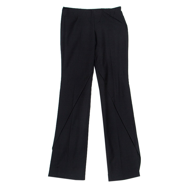 Alexander McQueen Black Wool Wide Leg Flared Trousers S Alexander McQueen Black Wool Wide Leg Flared Trousers S