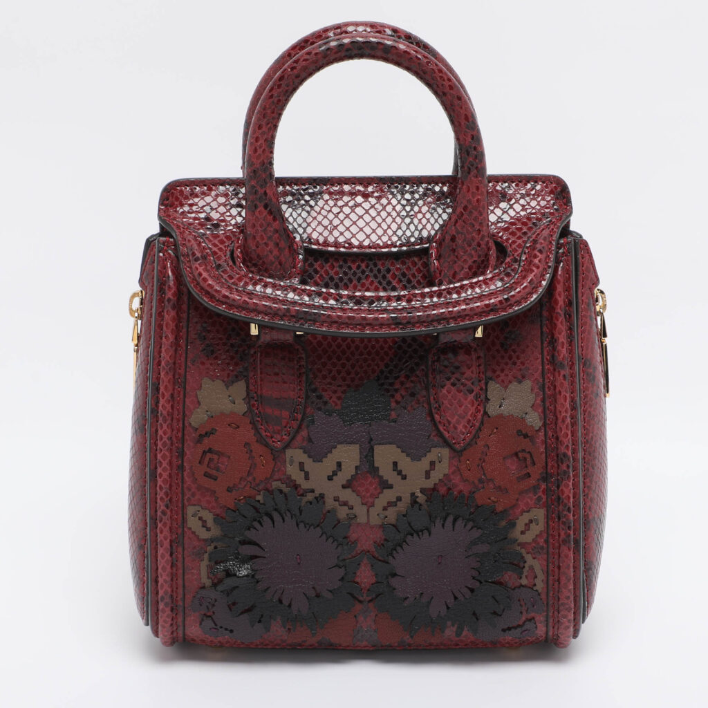 Alexander McQueen Red/Black Snakeskin Patchwork Mini Heroine Bag