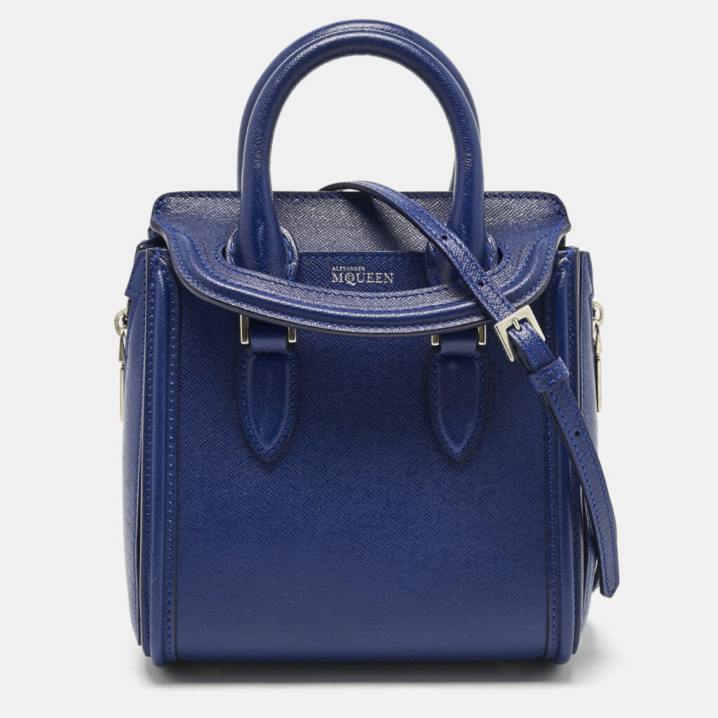 Alexander McQueen Navy Blue Leather Mini Heroine Tote Alexander McQueen Navy Blue Leather Mini Heroine Tote
