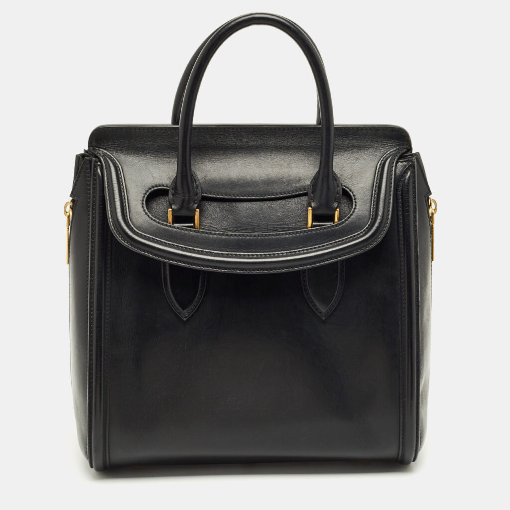 Alexander McQueen Black Leather Medium Heroine Tote