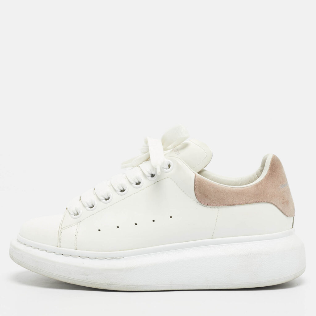 Alexander McQueen White/Pink Leather Oversized Sneakers Size 38.5 Alexander McQueen White/Pink Leather Oversized Sneakers Size 38.5