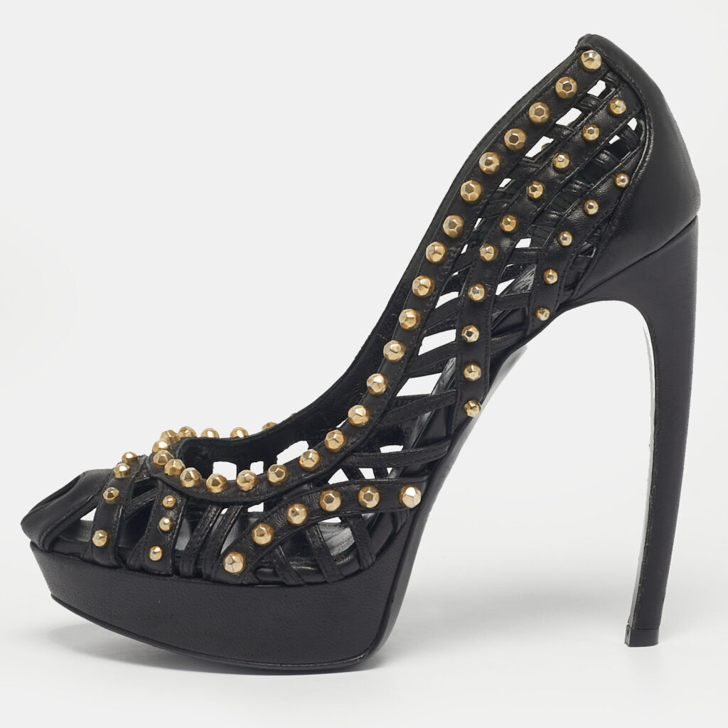 Alexander McQueen Black Cutout Studded Pumps Size 37 Alexander McQueen Black Cutout Studded Pumps Size 37