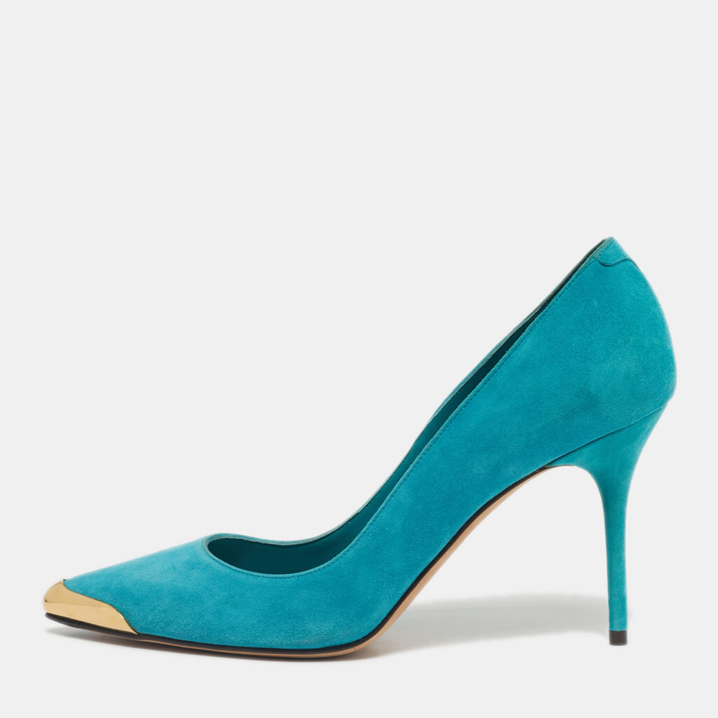 Alexander McQueen Blue Suede Pointed Toe Pumps Size 37.5 Alexander McQueen Blue Suede Pointed Toe Pumps Size 37.5