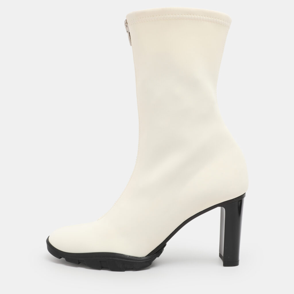 Alexander McQueen White Neoprene Slim Tread Mid Calf Boots Size 39