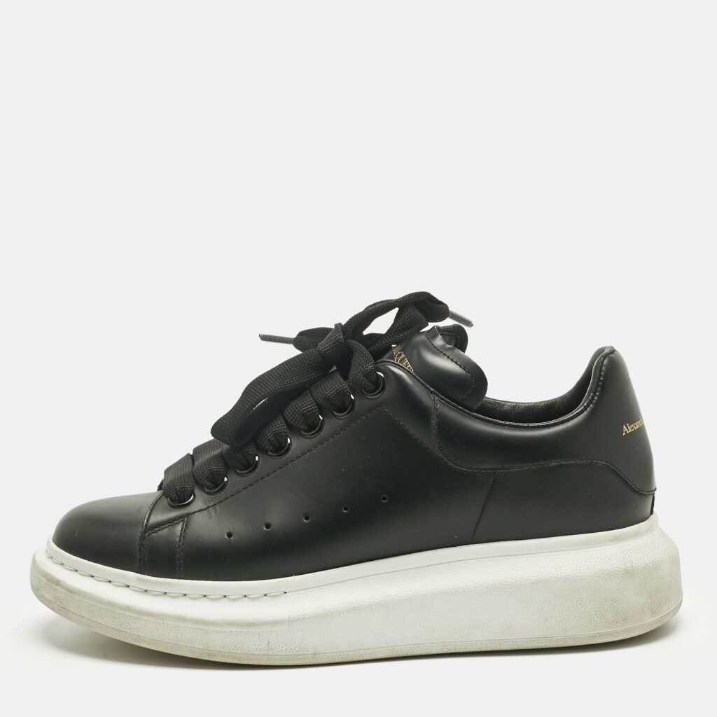 Alexander McQueen Black Leather Oversized Sneakers Size 37 Alexander McQueen Black Leather Oversized Sneakers Size 37