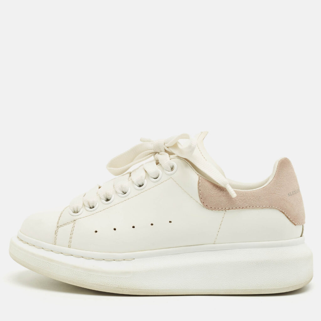 Alexander McQueen White/Pink Leather and Suede Larry Sneakers Size 35 Alexander McQueen White/Pink Leather and Suede Larry Sneakers Size 35