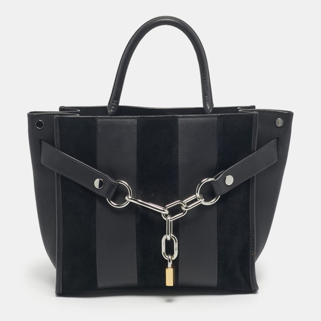 luxury-women-alexander-wang-used-handbags-p1213889-013.jpg Alexander Wang Black Leather and Suede Attica Chain Tote
