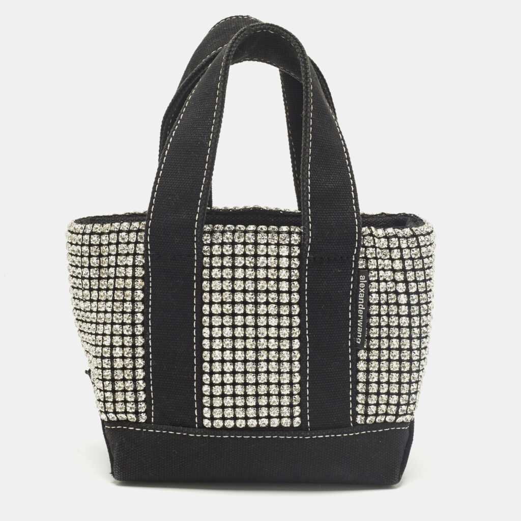 Alexander Wang Cruiser Crystal Embellished Mini Black Canvas Tote