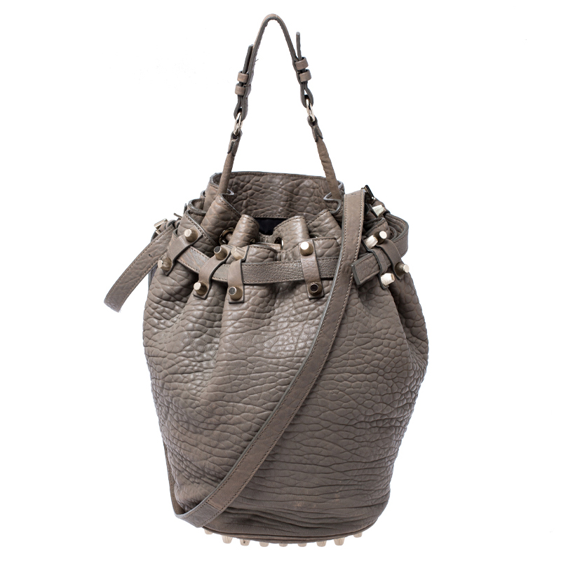 Alexander Wang Taupe Textured Leather Diego Bucket Bag Alexander Wang Taupe Textured Leather Diego Bucket Bag