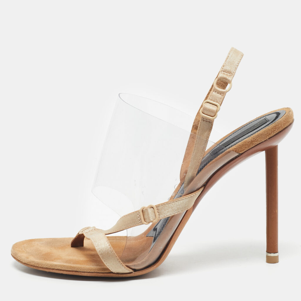Alexander Wang Beige/Transparent Suede and PVC Thong Slingback Sandals Size 39 Alexander Wang Beige/Transparent Suede and PVC Thong Slingback Sandals Size 39