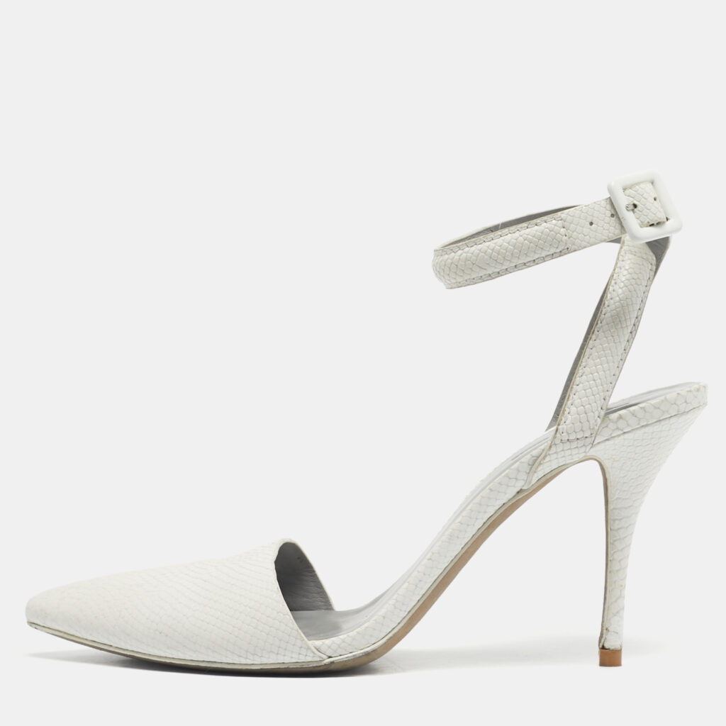 Alexander Wang White Snakeskin Embossed Leather Ankle Strap Pumps Size 40 Alexander Wang White Snakeskin Embossed Leather Ankle Strap Pumps Size 40