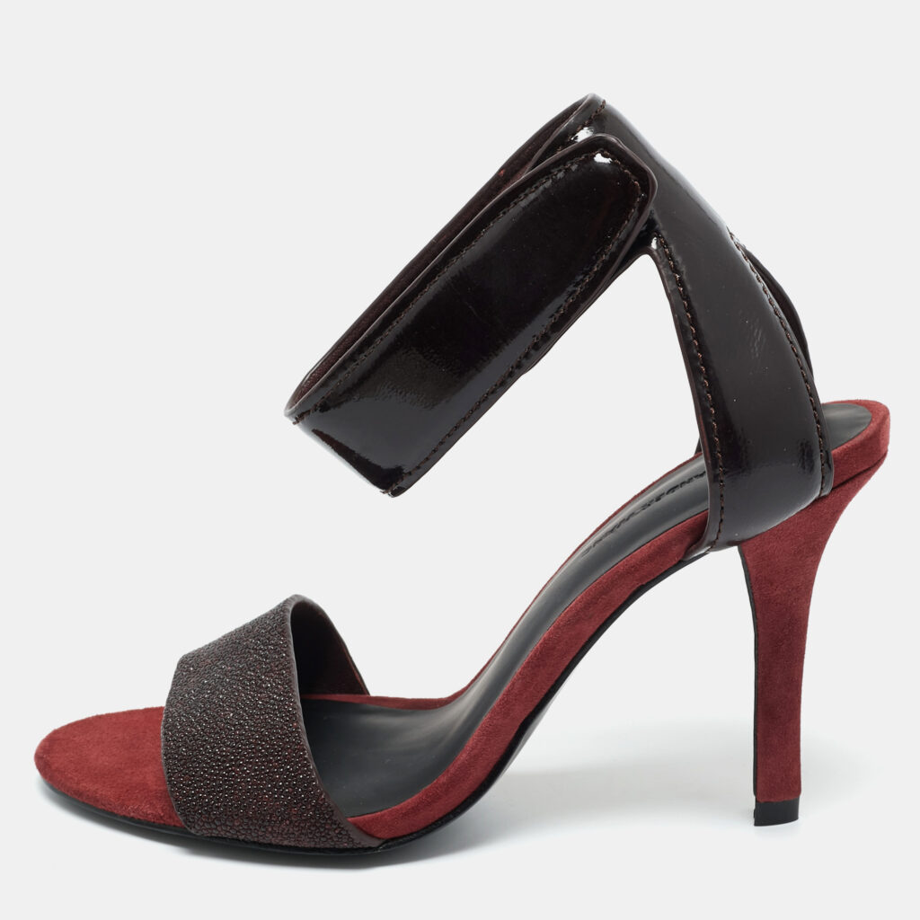 Alexander Wang Burgundy Leather and Suede Antonia Ankle Strap Sandals Size 37 Alexander Wang Burgundy Leather and Suede Antonia Ankle Strap Sandals Size 37