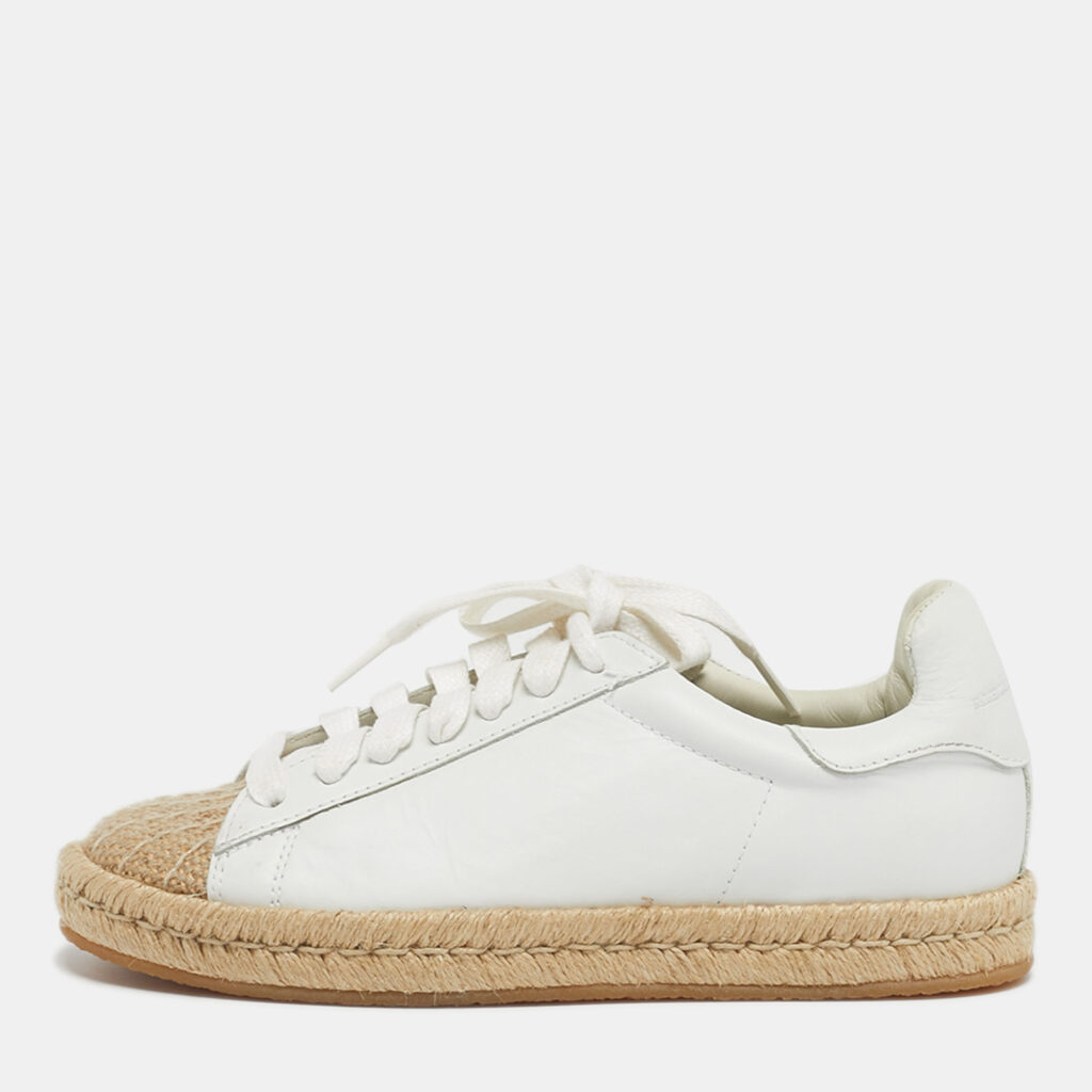 Alexander Wang Size 36 White Leather Jute Cap Toe Espadrille Low Top Sneakers Alexander Wang Size 36 White Leather Jute Cap Toe Espadrille Low Top Sneakers