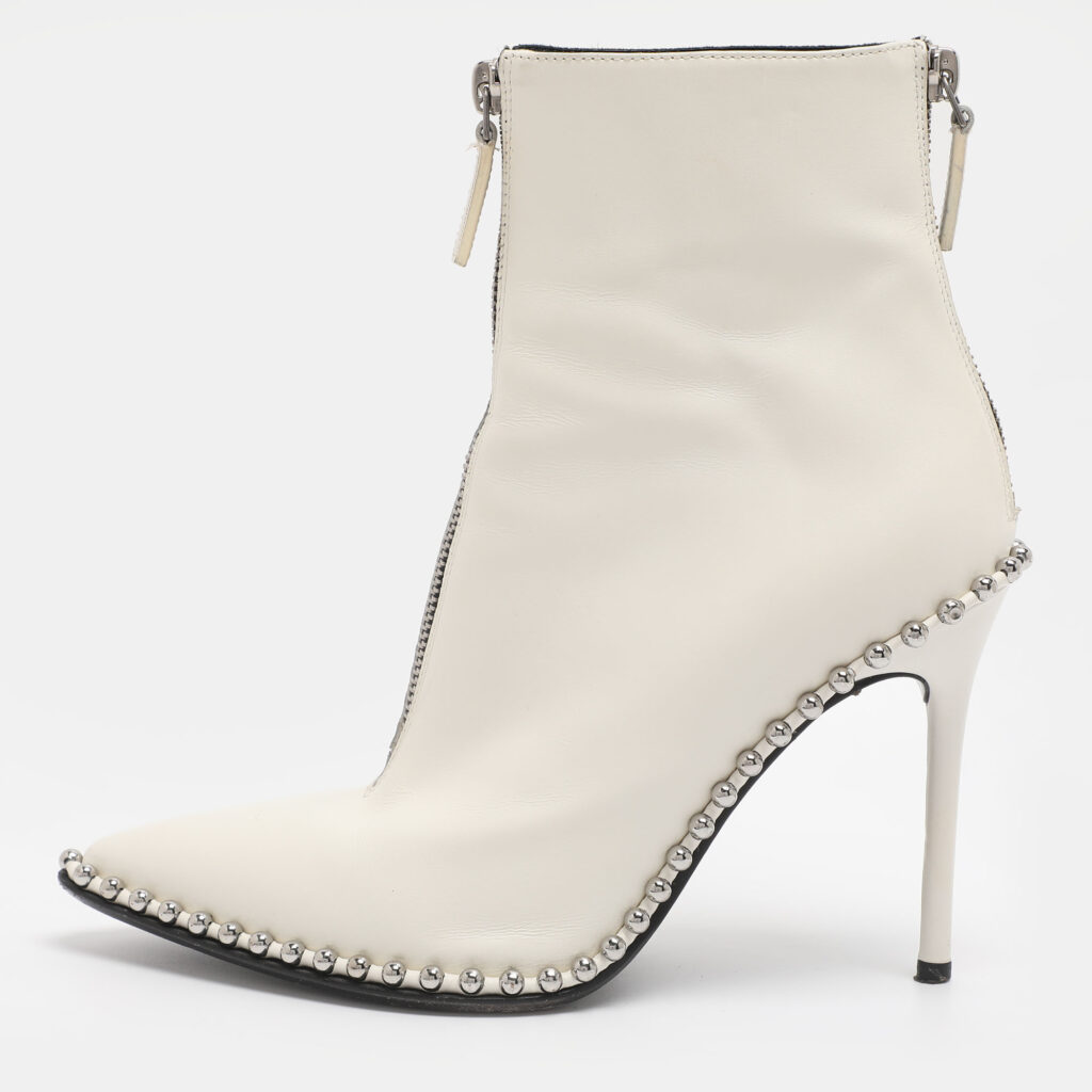 Alexander Wang Eri Size 36 White Leather Ankle Length Boots