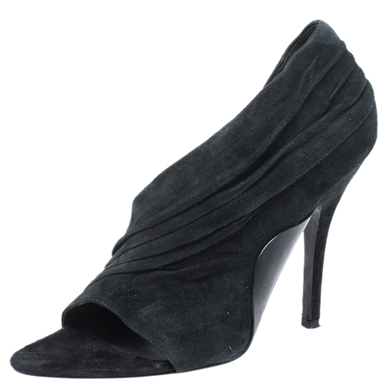 Alexander Wang Black Ruched Suede Maja Open Toe Sandals Size 39 Alexander Wang Black Ruched Suede Maja Open Toe Sandals Size 39