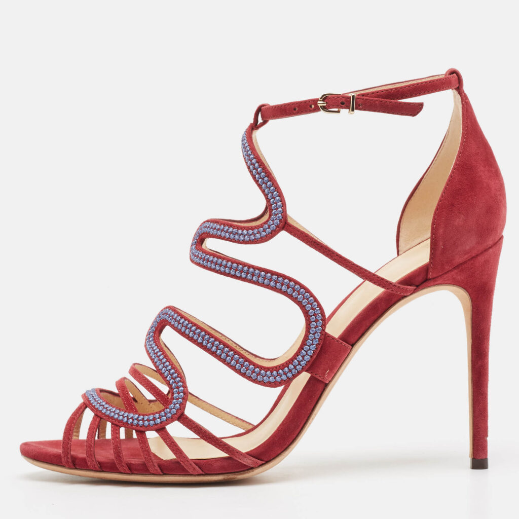 Alexandre Birman Burgundy Suede Ankle Strap Sandals Size 40 Alexandre Birman Burgundy Suede Ankle Strap Sandals Size 40
