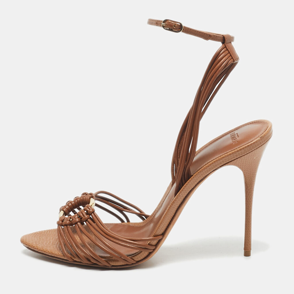Alexandre Birman Brown Leather Harper Ankle Strap Sandals Size 39 Alexandre Birman Brown Leather Harper Ankle Strap Sandals Size 39