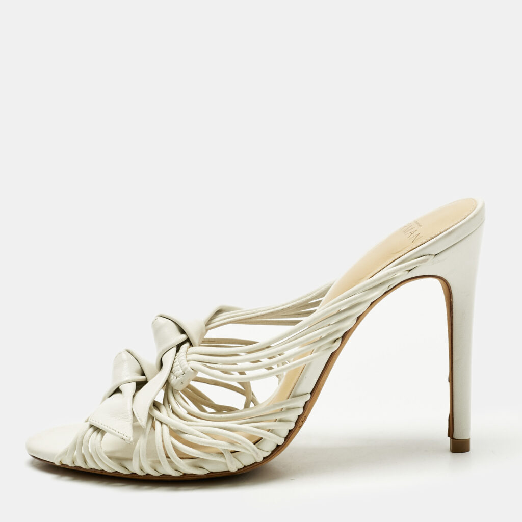 Alexandre Birman White Leather Dallas Strappy Sandals Size 36