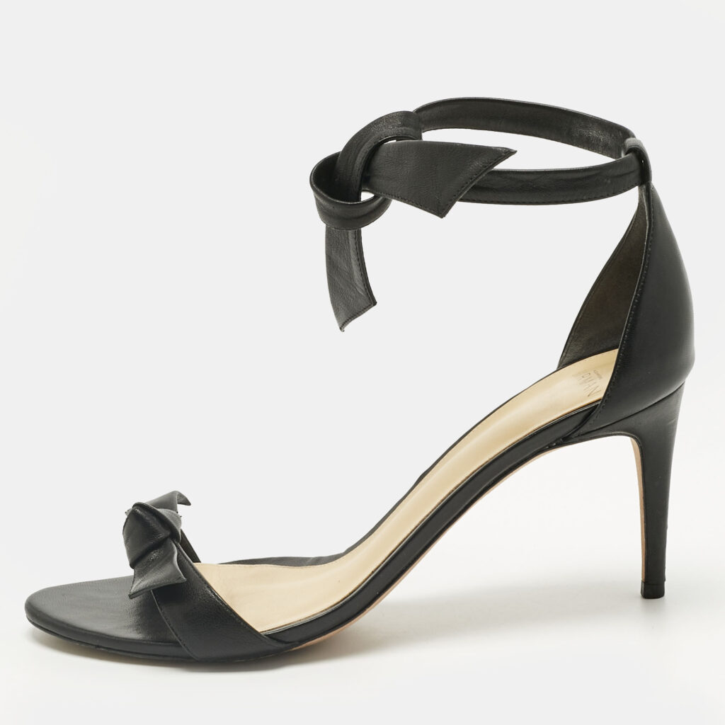 Alexandre Birman Black Leather Clarita Ankle Strap Sandals Size 40.5