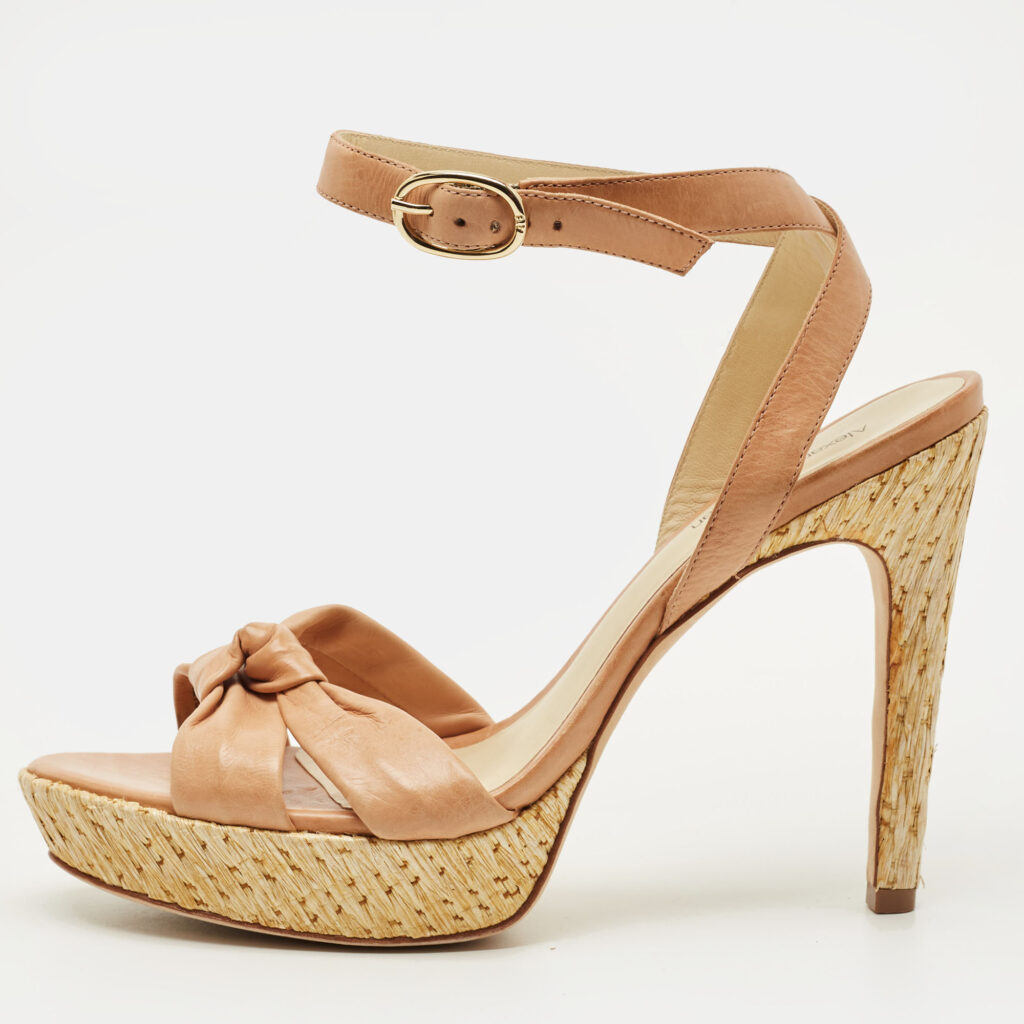 Alexandre Birman Size 41.5 Beige Leather Lolita Knot Ankle Strap Sandals Alexandre Birman Size 41.5 Beige Leather Lolita Knot Ankle Strap Sandals