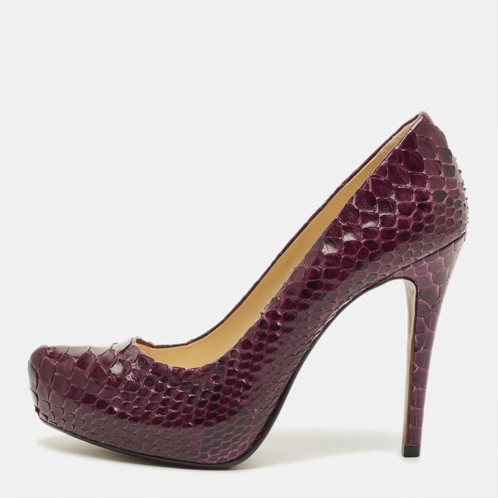 Alexandre Birman Size 41.5 Burgundy Python Leather Platform Pumps Alexandre Birman Size 41.5 Burgundy Python Leather Platform Pumps