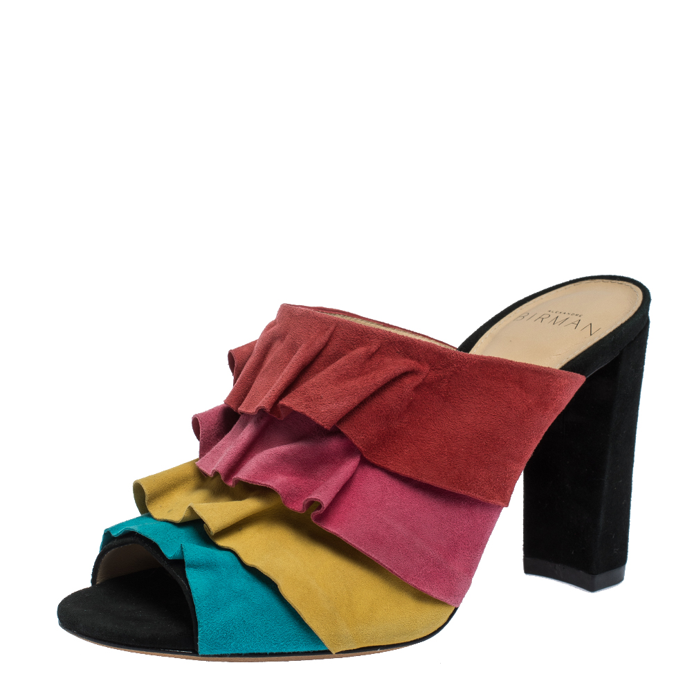 Alexandre Birman Multicolor Suede Ruffled Sandals Size 35 Alexandre Birman Multicolor Suede Ruffled Sandals Size 35