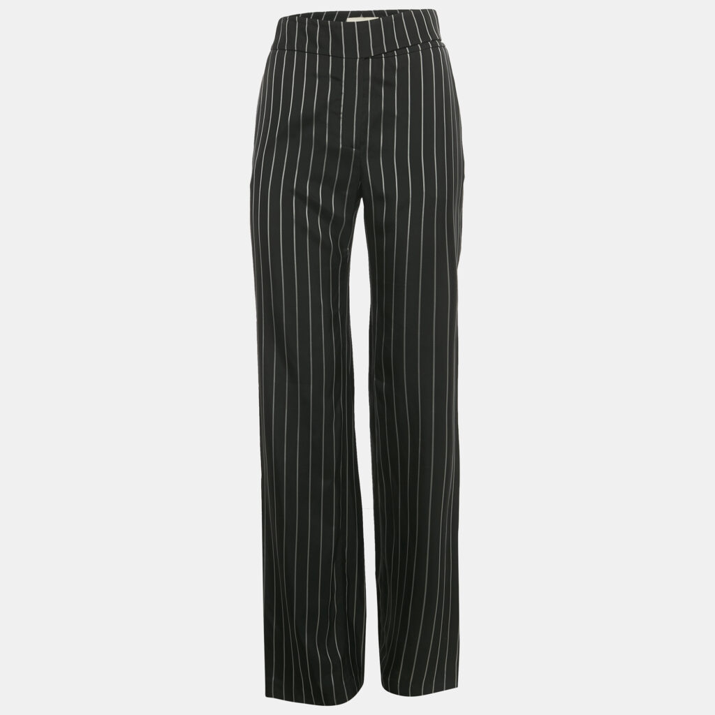 Alexandre Vauthier Black Striped Crepe Wide Leg Trousers S Alexandre Vauthier Black Striped Crepe Wide Leg Trousers S