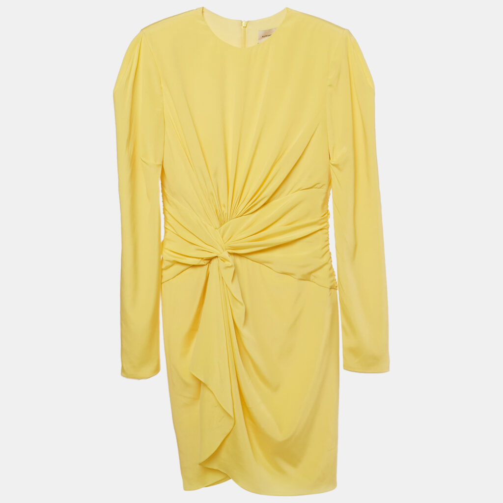 Alexandre Vauthier Yellow Silk Draped Mini Dress M Alexandre Vauthier Yellow Silk Draped Mini Dress M