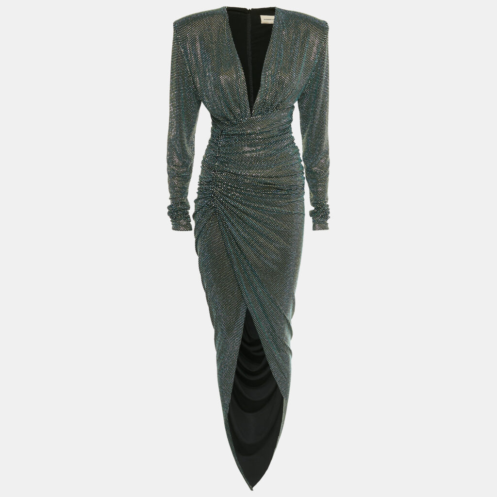 Alexandre Vauthier Green Embellished Jersey Maxi Gown M
