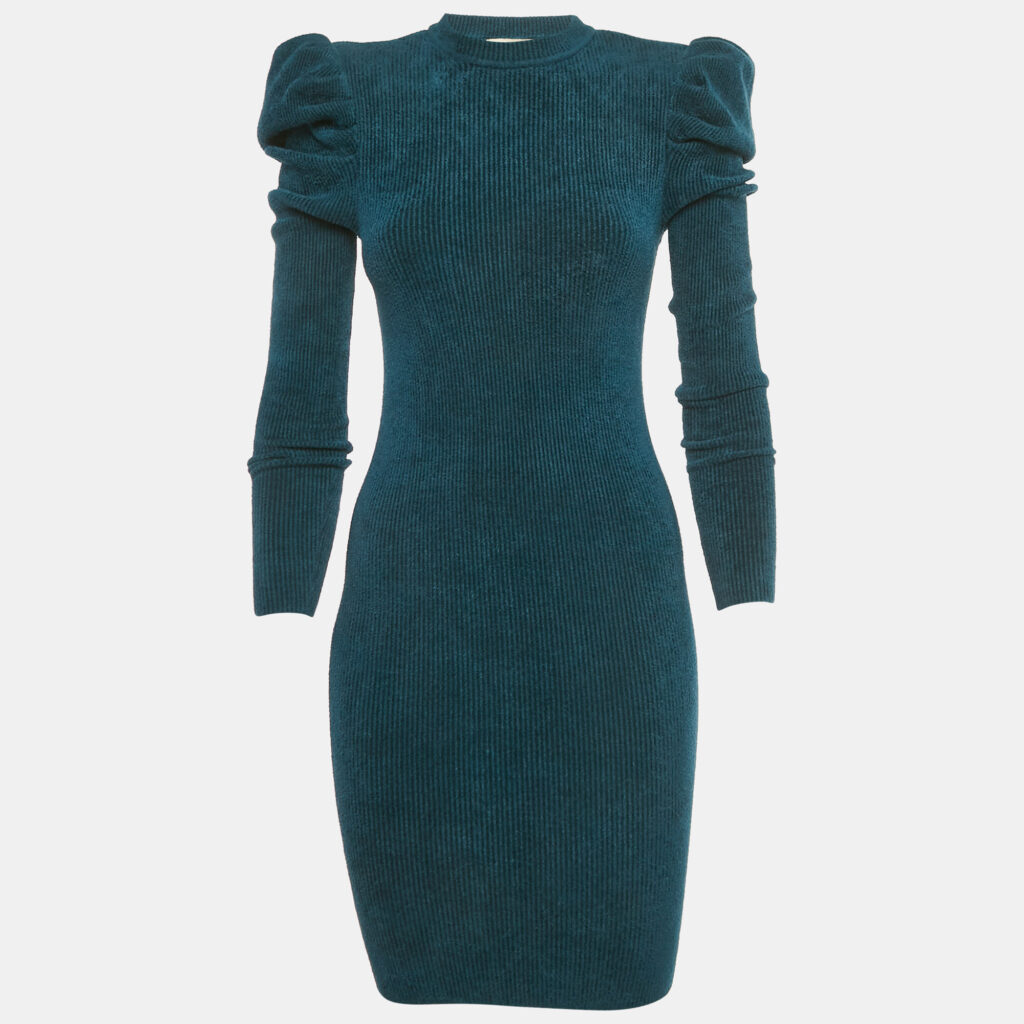Alexandre Vauthier Teal Knit Sheath Mini Dress S Alexandre Vauthier Teal Knit Sheath Mini Dress S