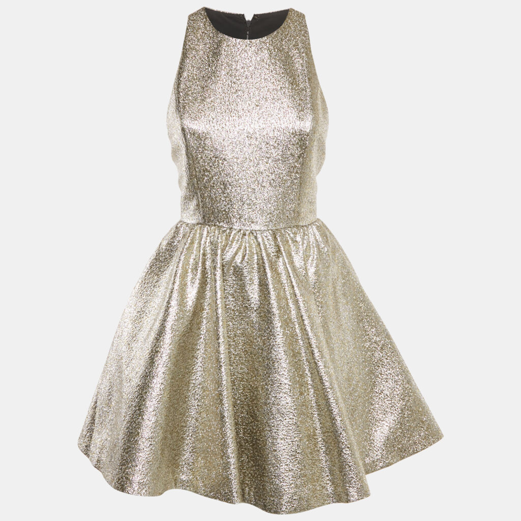 Alice + Olivia Metallic Brocade Sleeveless Mini Dress S Alice + Olivia Metallic Brocade Sleeveless Mini Dress S
