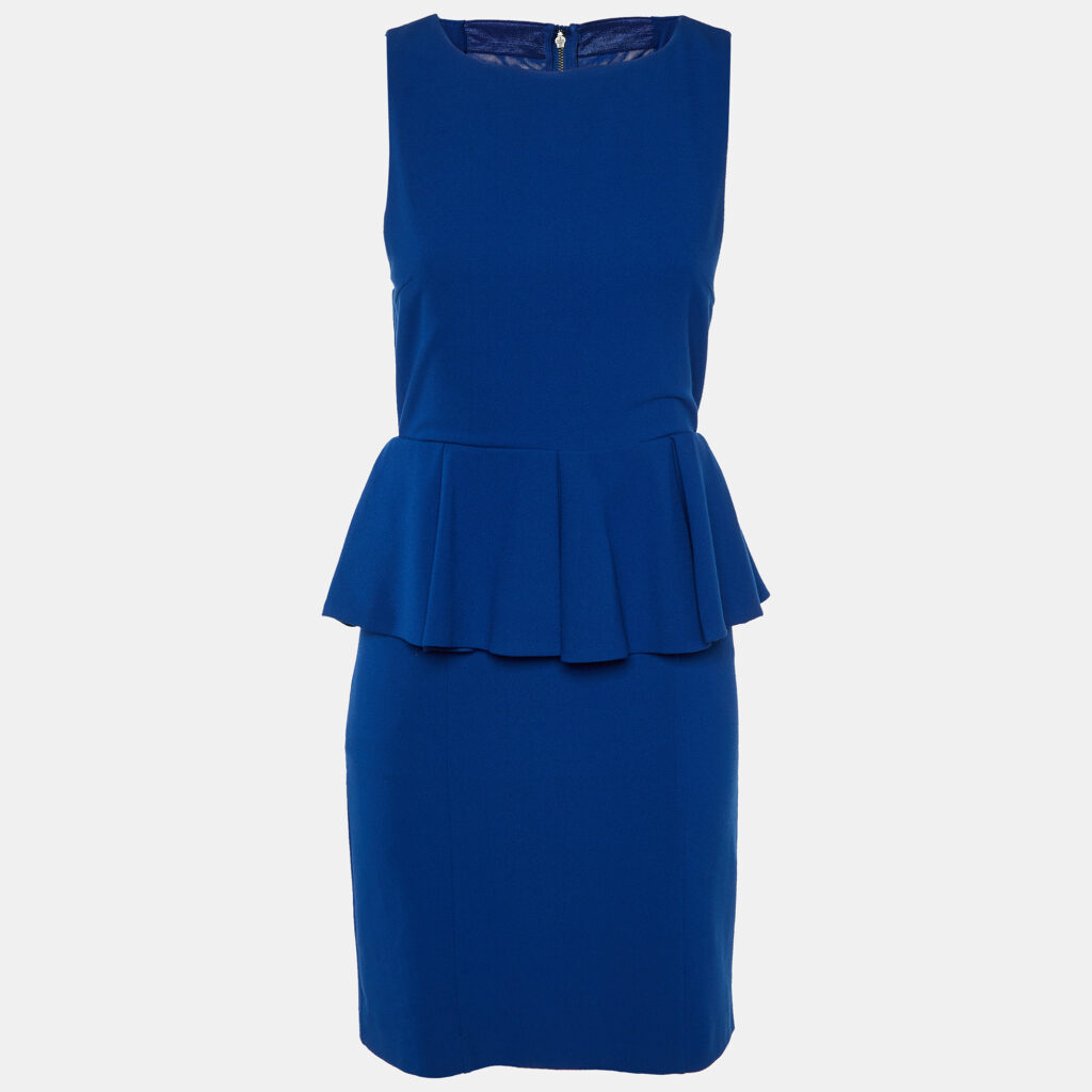 Alice + Olivia Blue Crepe Sleeveless Peplum Mini Dress M Alice + Olivia Blue Crepe Sleeveless Peplum Mini Dress M