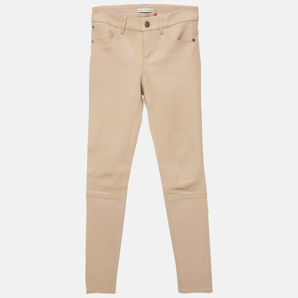 luxury-women-alice-olivia-used-clothes-p1169804-006-1.jpg Alice + Olivia Light Pink Leather Paneled Pants S