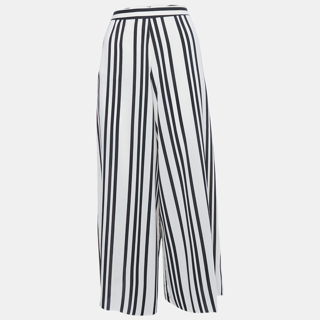 Alice + Olivia Cream Striped Chiffon Culottes M