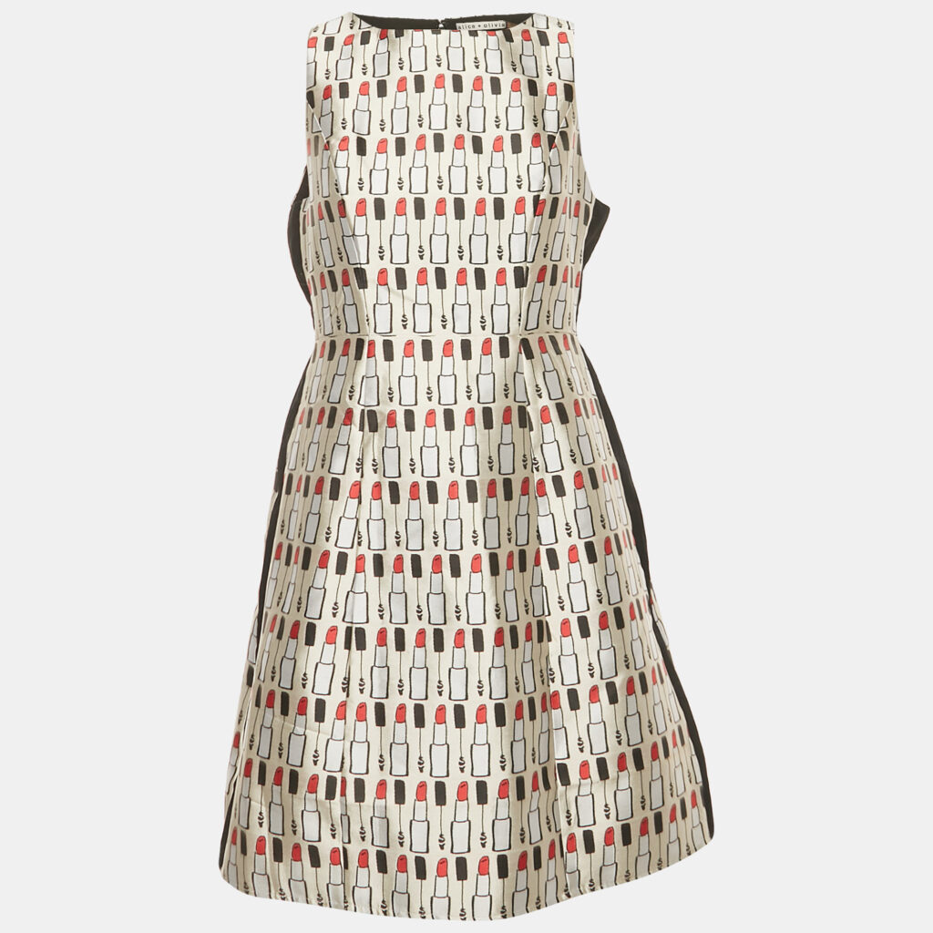 Alice + Olivia Multicolor Jacquard Lindsey Structured Pouf Mini Dress S Alice + Olivia Multicolor Jacquard Lindsey Structured Pouf Mini Dress S