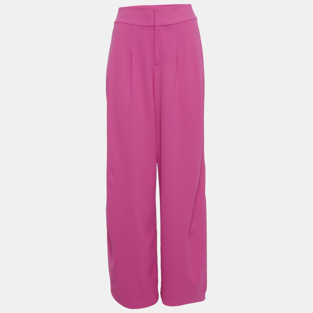 Alice + Olivia Pink Crepe Flared Trousers XS Alice + Olivia Pink Crepe Flared Trousers XS