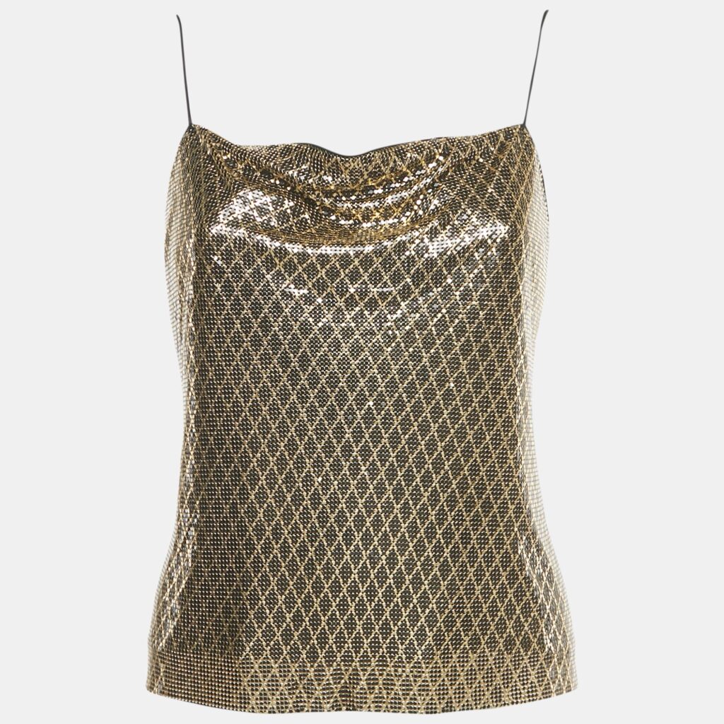 Alice + Olivia Metallic Drapey Chainmail Slip Tank Top S Alice + Olivia Metallic Drapey Chainmail Slip Tank Top S