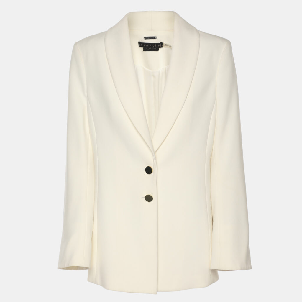 Alice + Olivia White Crepe Blazer M