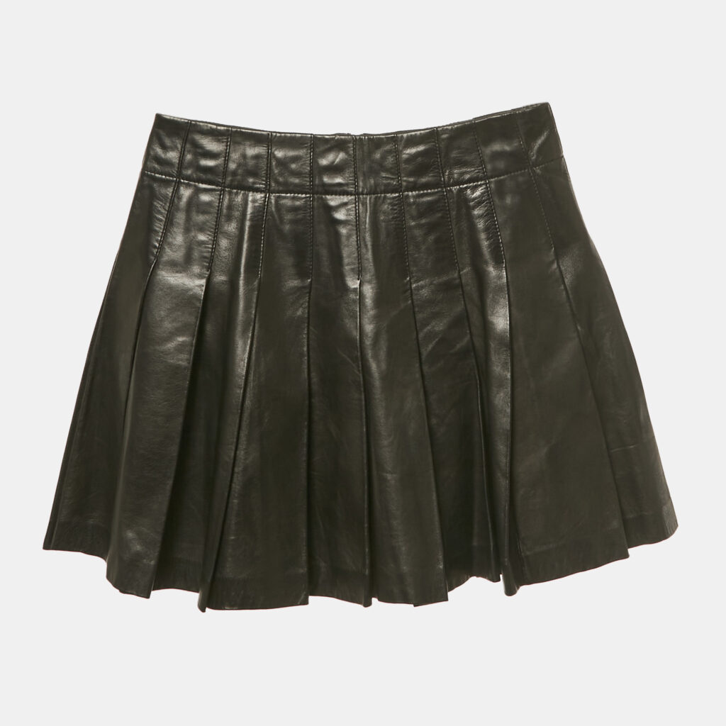 luxury-women-alice-olivia-used-clothes-p1251002-002-1.jpg Alice + Olivia Black Leather Pleated Mini Skirt S