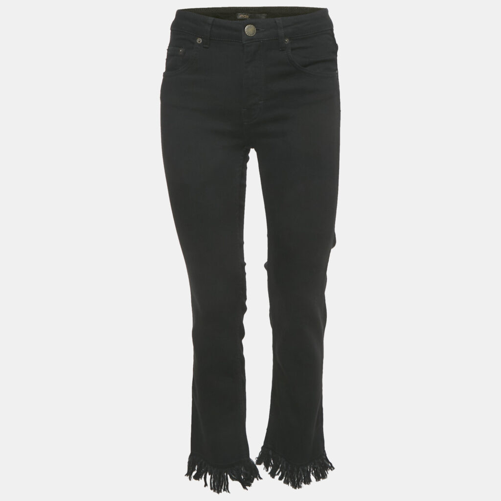 Maje Black Denim Raw Edge Jeans M Waist 28"