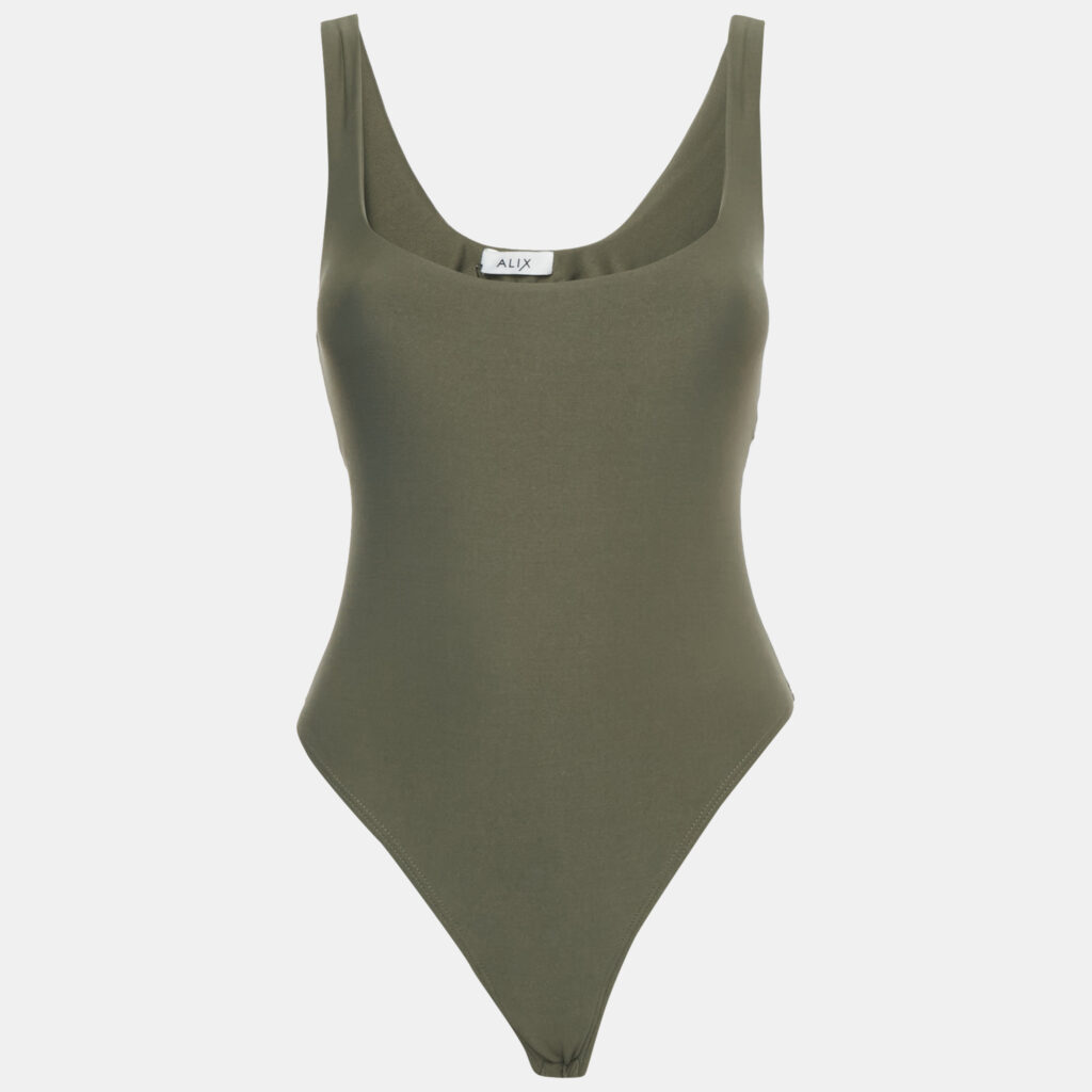Alix Olive Green Jersey Sleeveless Bodysuit M Alix Olive Green Jersey Sleeveless Bodysuit M