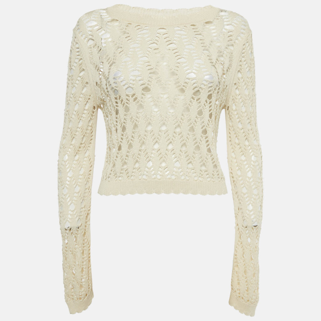 All Saints Beige Open Knit Top M All Saints Beige Open Knit Top M