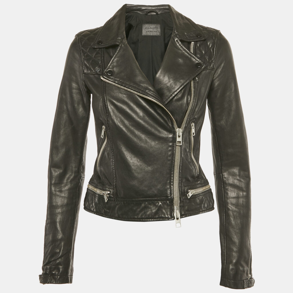 All Saints Black Leather Conroy Biker Jacket S All Saints Black Leather Conroy Biker Jacket S