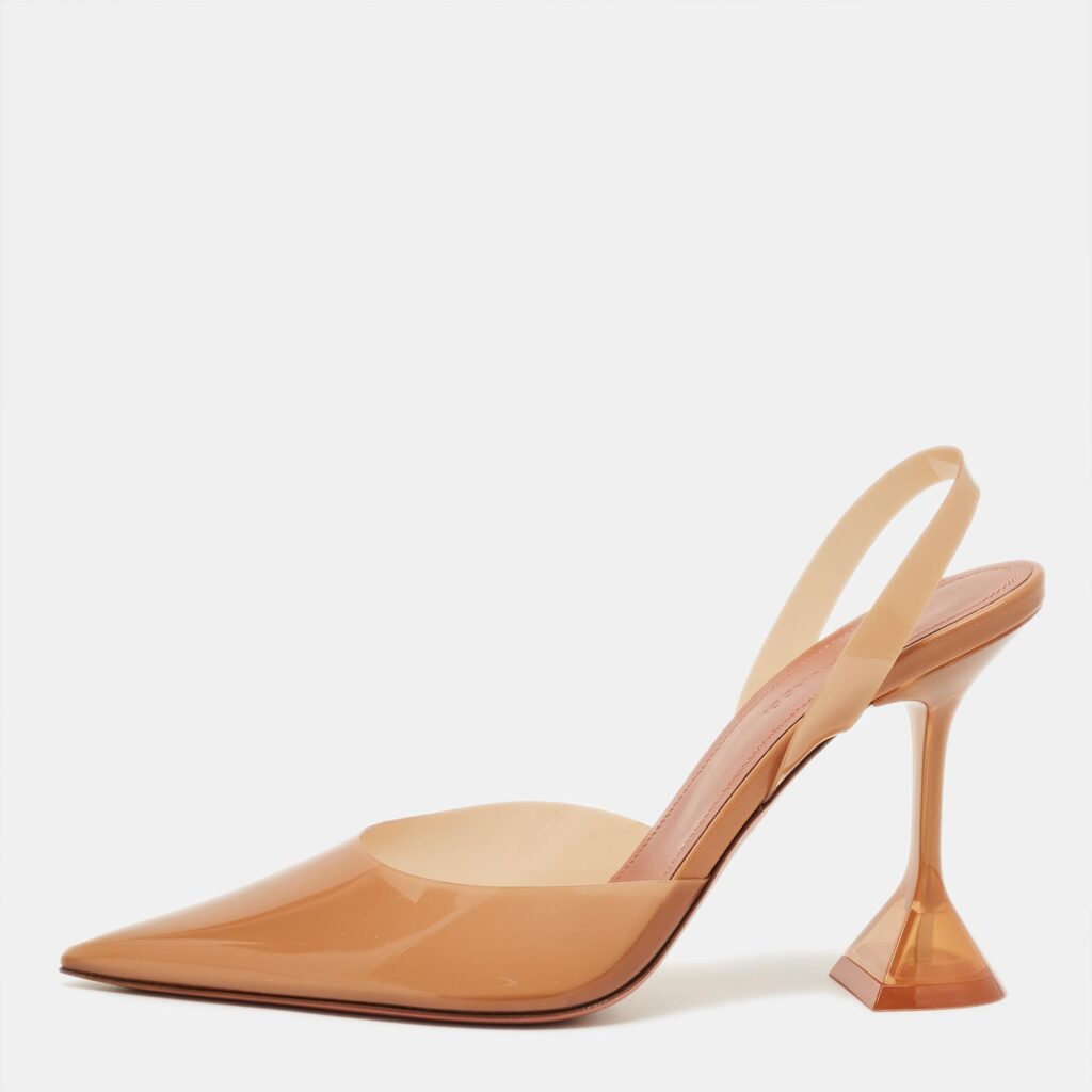 Amina Muaddi Brown PVC Holli Glass Slingback Pumps Size 38 Amina Muaddi Brown PVC Holli Glass Slingback Pumps Size 38