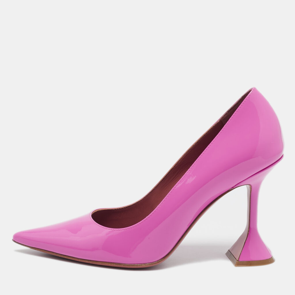 Amina Muaddi Pink Patent Leather Ami Pumps Size 38 Amina Muaddi Pink Patent Leather Ami Pumps Size 38