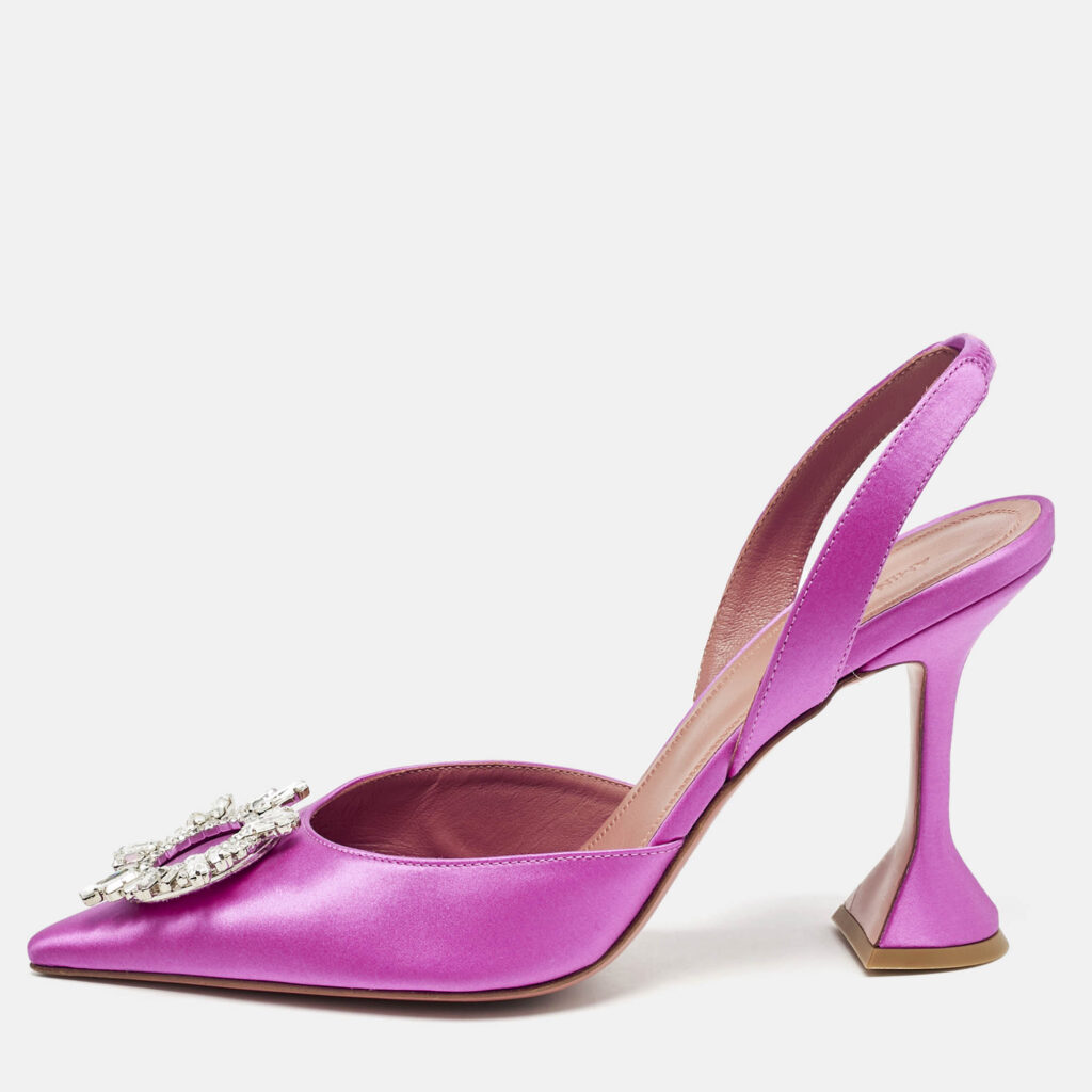 luxury-women-amina-muaddi-used-shoes-p1152475-011-1.jpg Amina Muaddi Pink Satin Begum Crystal Embellished Slingback Pumps Size 41