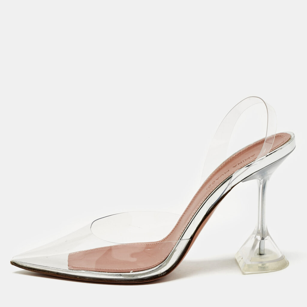 Amina Muaddi Transparent PVC Holli Glass Slingback Pumps Size 35.5 Amina Muaddi Transparent PVC Holli Glass Slingback Pumps Size 35.5