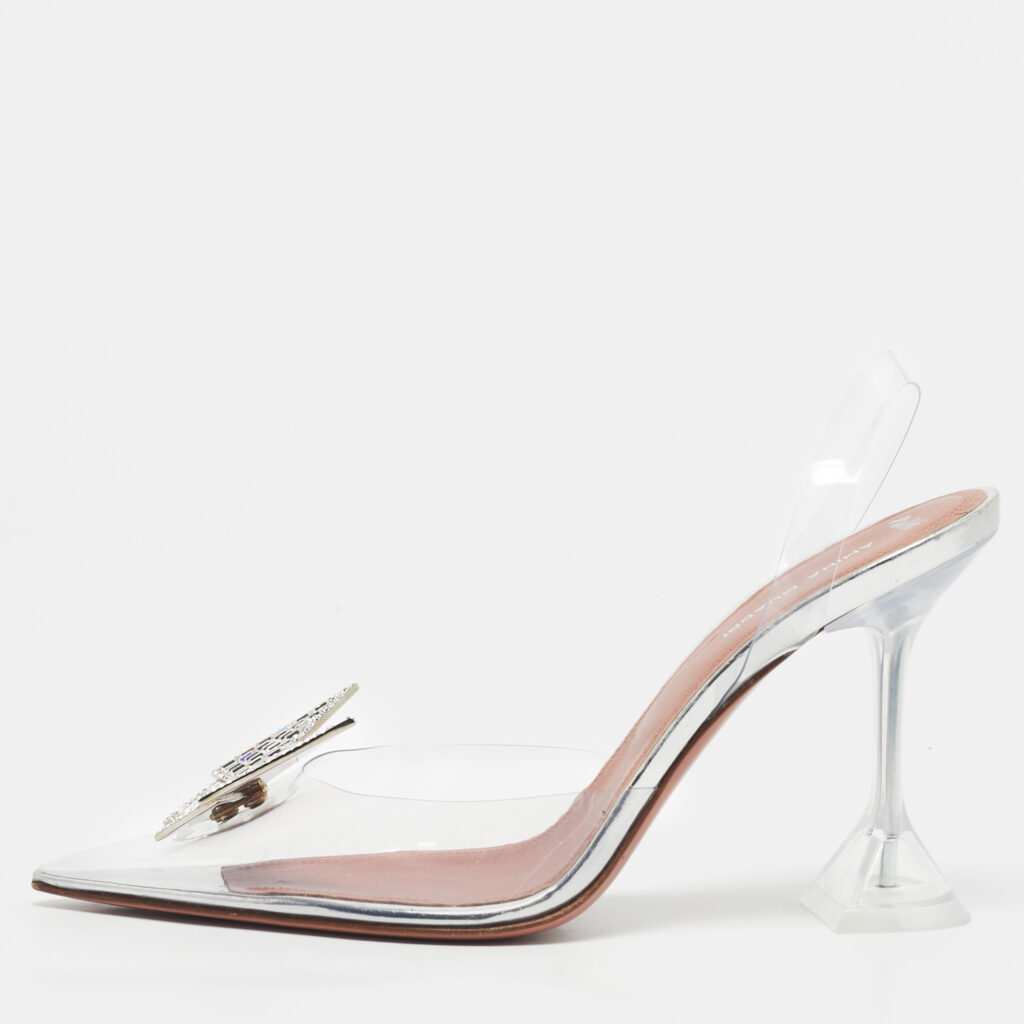 Amina Muaddi Transparent PVC Begum Crystal Embellished Pointed Toe Pumps Size 39 Amina Muaddi Transparent PVC Begum Crystal Embellished Pointed Toe Pumps Size 39